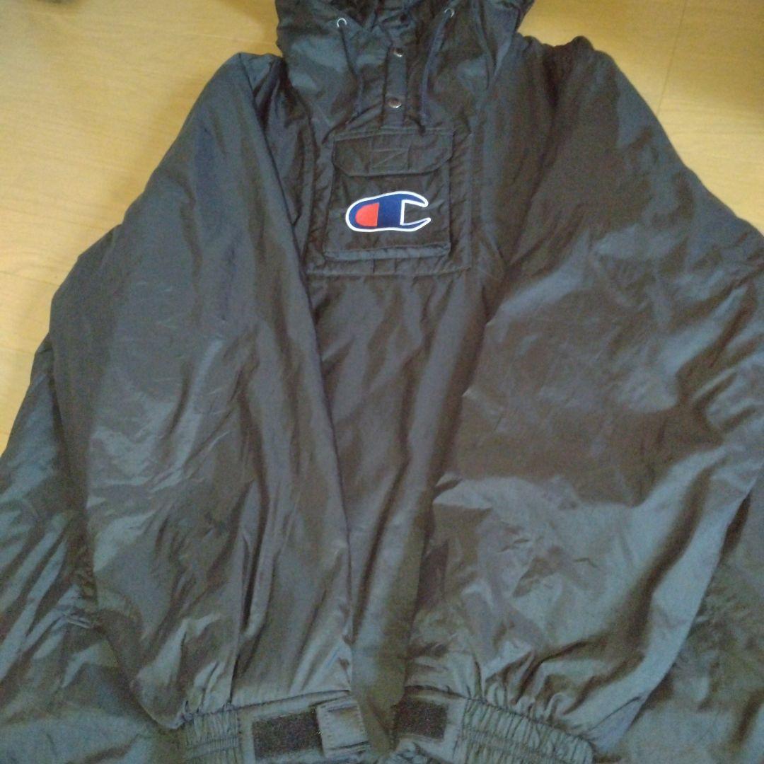 シ*き様 Supreme ×Championブラック ナイロン アノラック ジャ