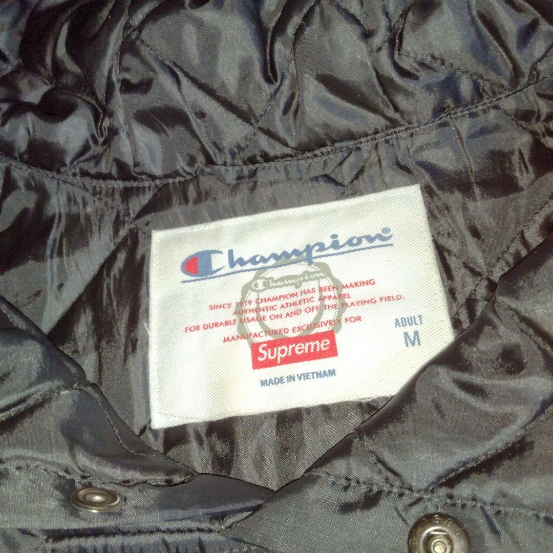 シ*き様 Supreme ×Championブラック ナイロン アノラック ジャ