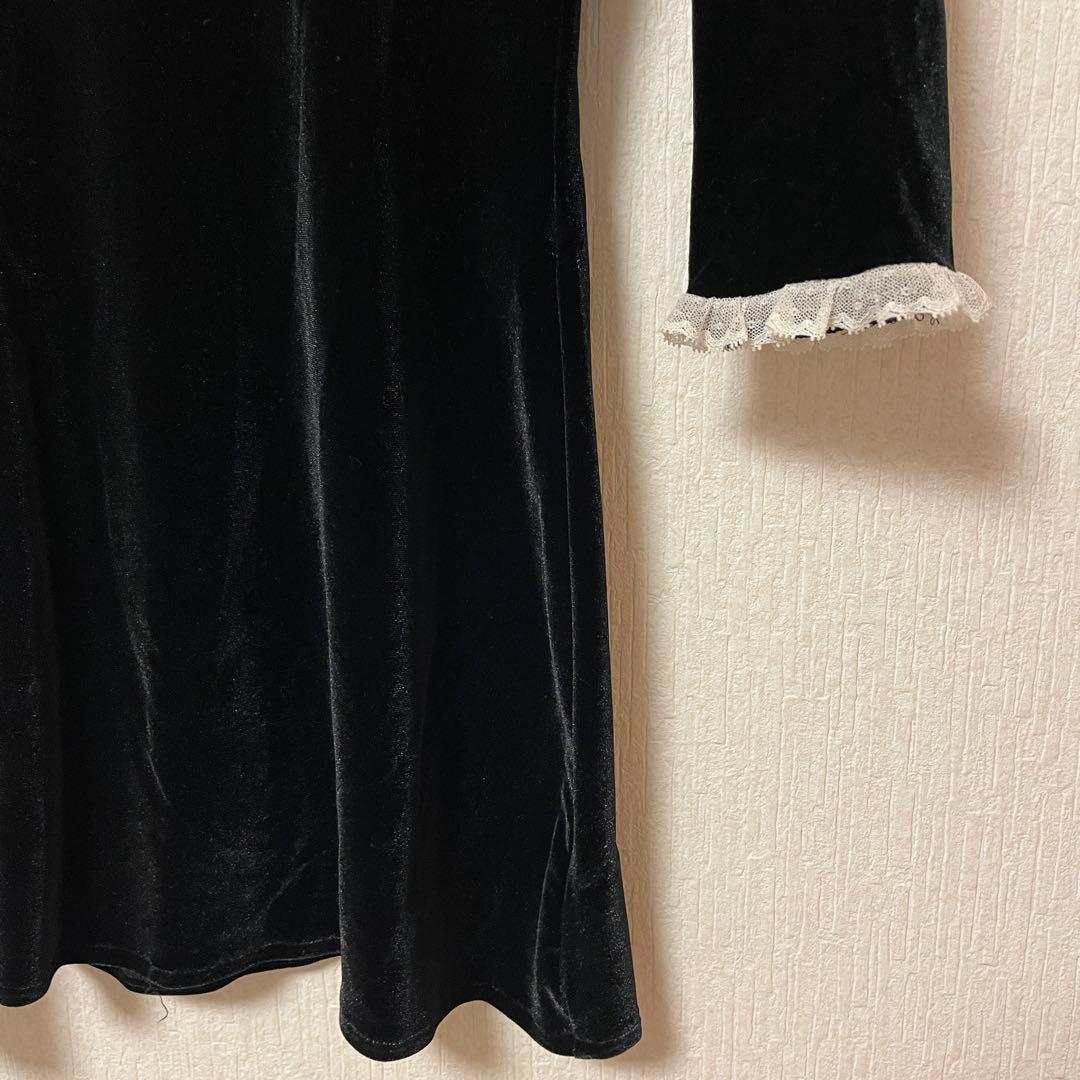thevirgins ザヴァージンズ ベロア レース ミニ ワンピース 黒 美品