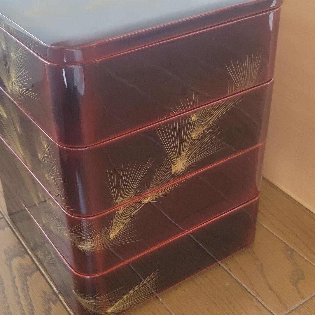 値下げ！【輪島塗　四段重】流れ松沈金\" 未使用/長期保管品