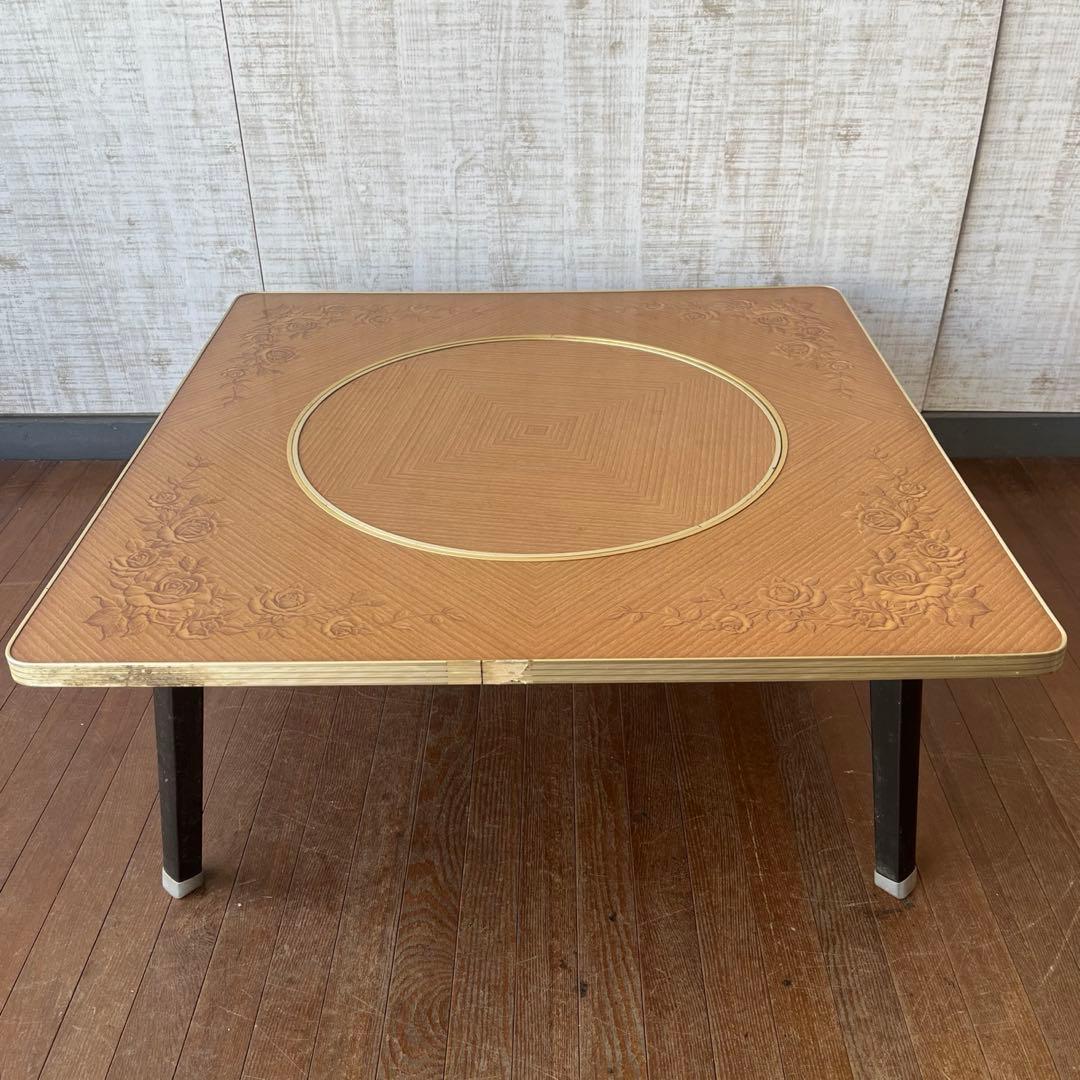 【アンティーク】昭和レトロ 穴あきちゃぶ台 座卓 丸テーブル 2way 古家具