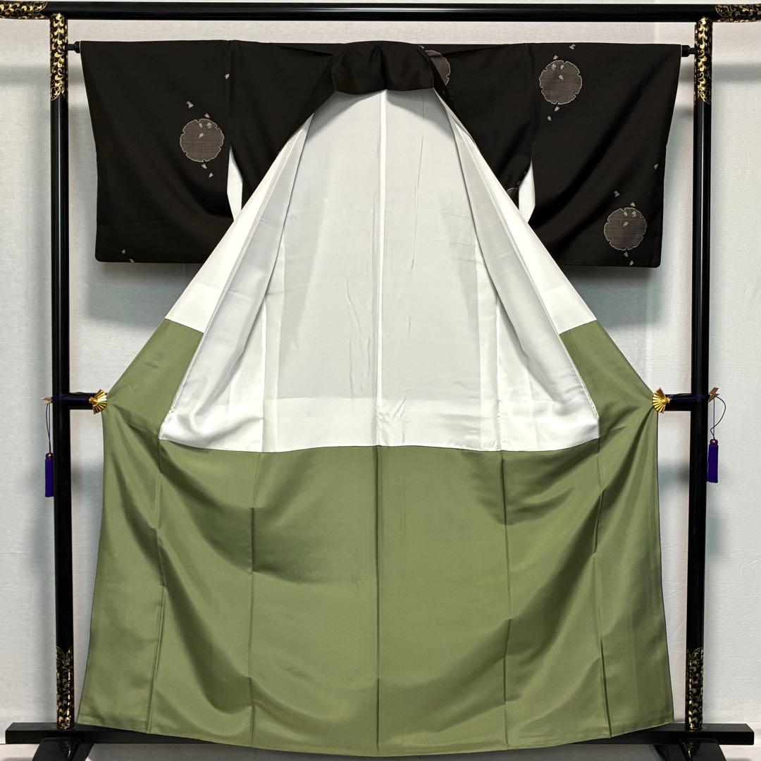 D81 本場大島紬 泥染め 雪輪 証紙付き 正絹 着物 袷 極美品