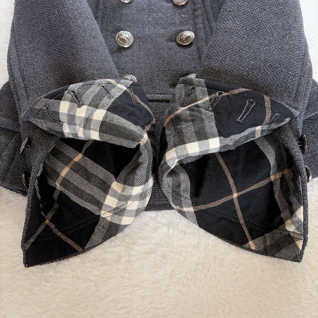 極美品✨【バーバリーブルーレーベル】銀ボタン ダブルショートコート 裾プリーツ