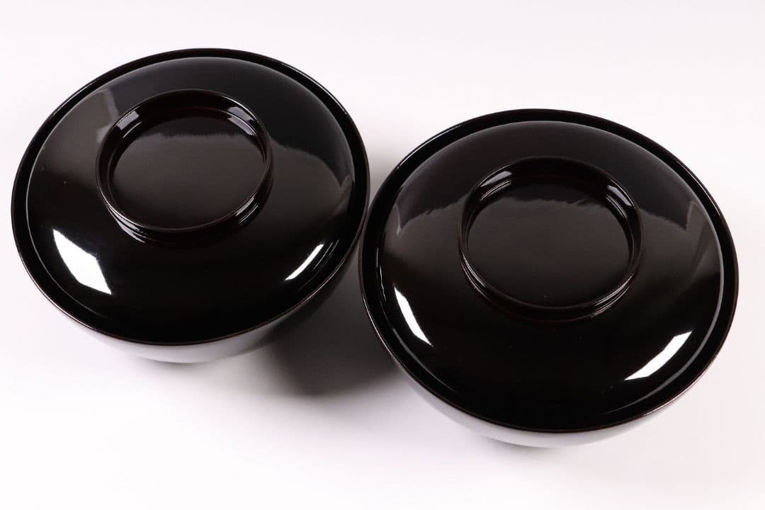 CL63 加賀蒔絵 月に雁 金蒔絵 黒塗煮物椀 二客 木製漆器 梨地 鳥 芦