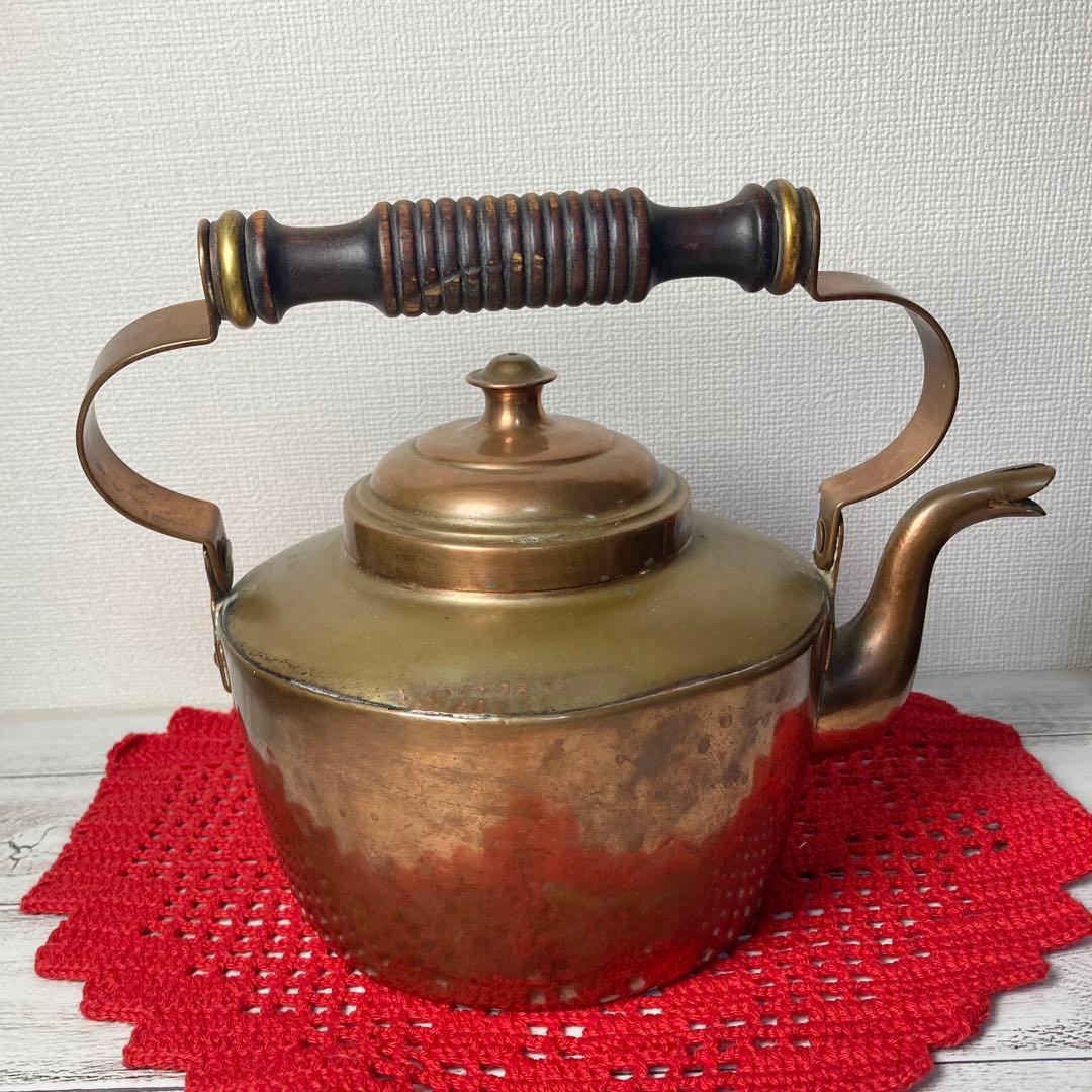 希少 アンティーク 銅製 ケトル やかん 北欧 雑貨 コッパー インテリア