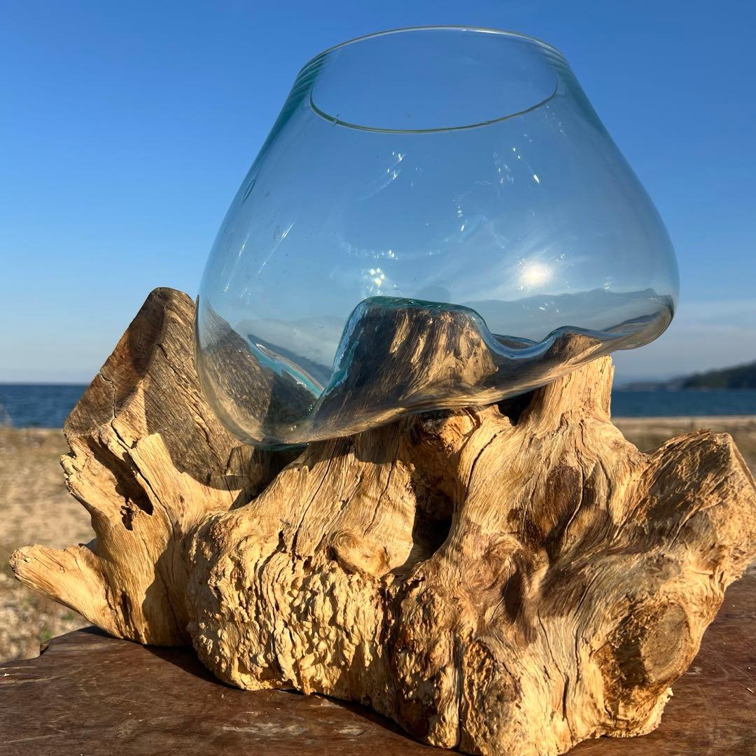 流木ガラス オブジェ超特大J 花瓶 金魚鉢 水槽 テラリウム 観賞魚 メダカ容器