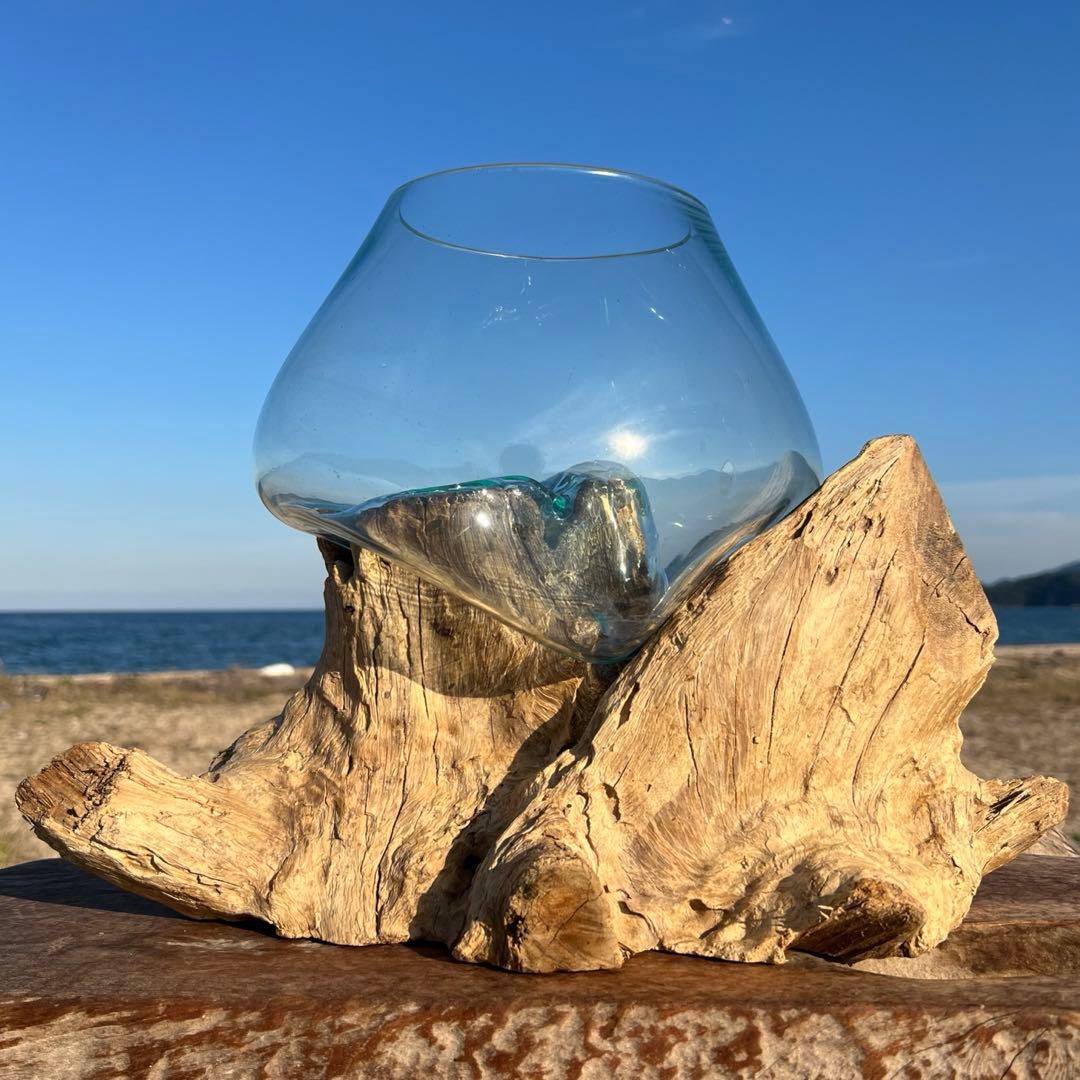 流木ガラス オブジェ超特大J 花瓶 金魚鉢 水槽 テラリウム 観賞魚 メダカ容器
