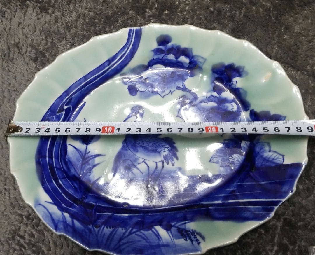 伊万里　明治時代　手書き染め付け陶印いりです