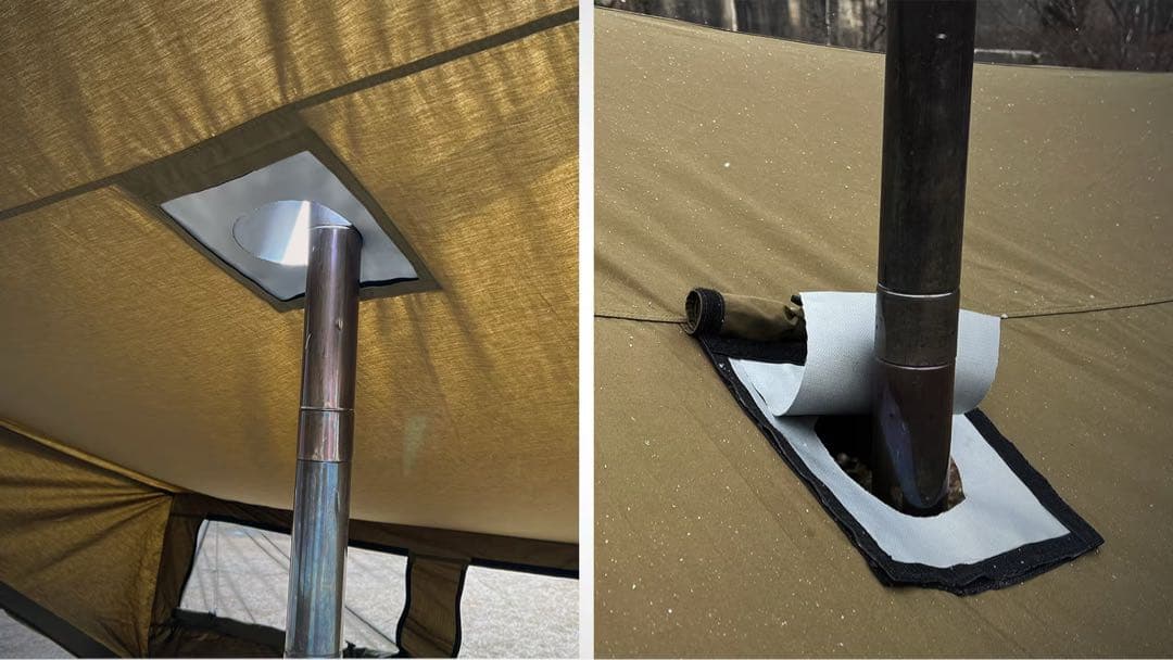 ZUKKアーミーテント TC 軍幕 オランダ軍 薪ストーブ 煙突穴　ブラック