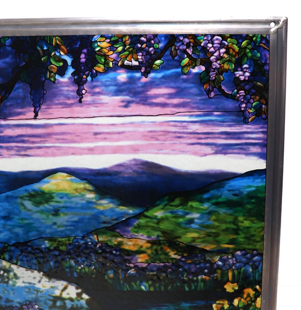 ルイス・C・ティファニー ヴィンテージ ステンドグラス 雄大な山々の夜明け 大型