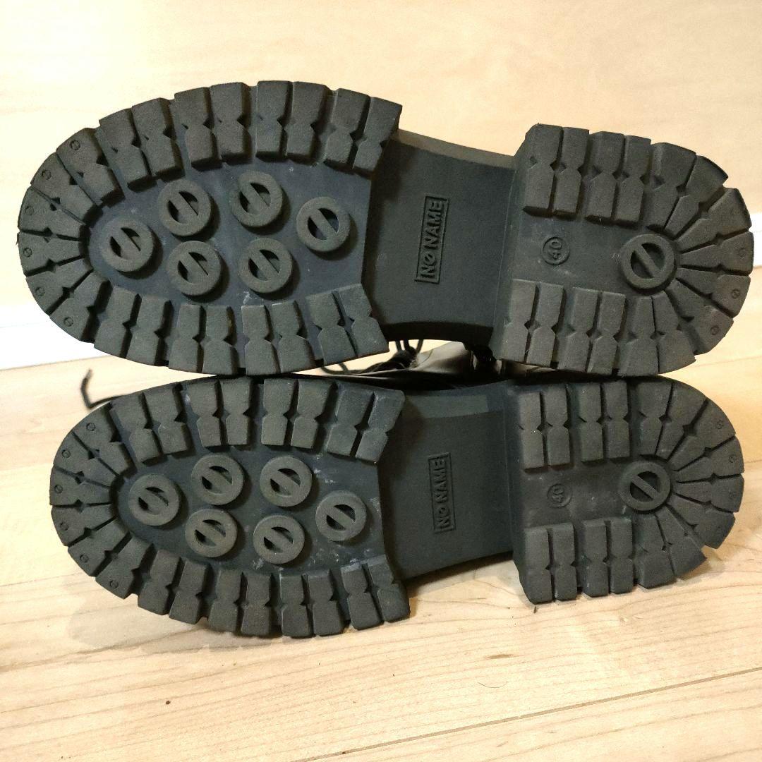 NO NAME レースアップ ブーツ サイドジップ 黒 40 ロゴ 厚底