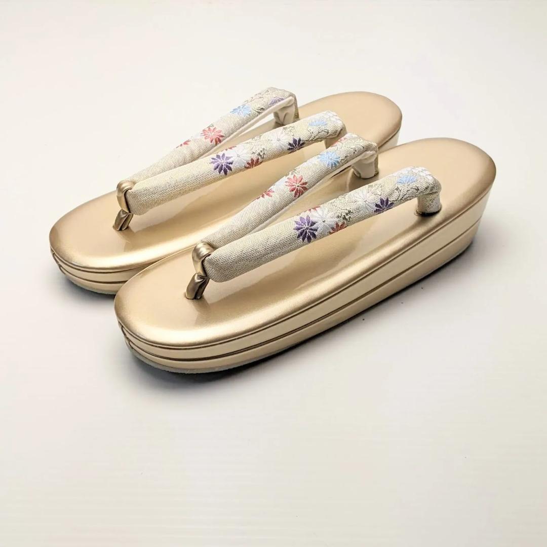 草履バッグセット 振袖 フォーマル 帯地 ゴールド フリーサイズ w22-6