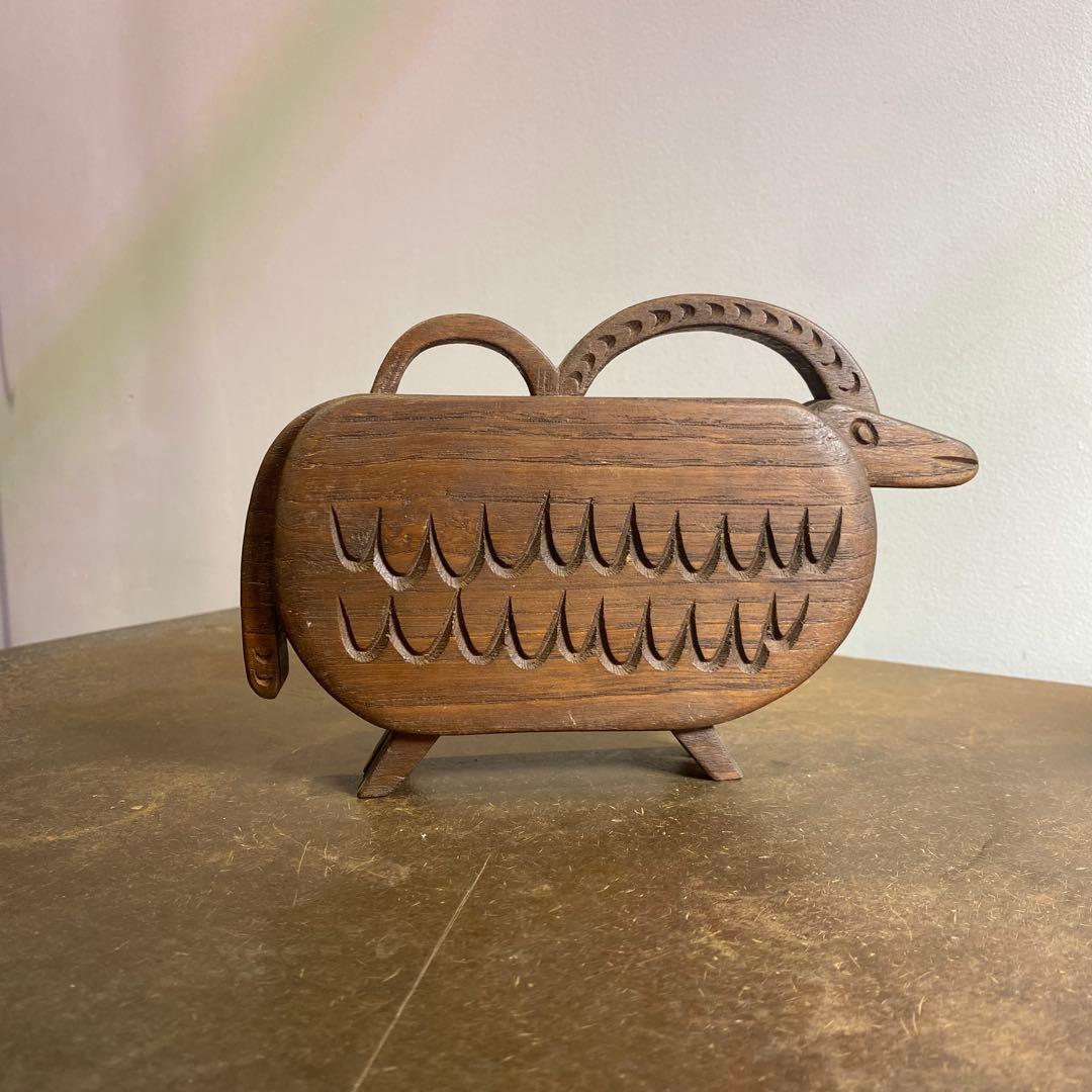 イタリア 木彫りの野生の羊アンティーク