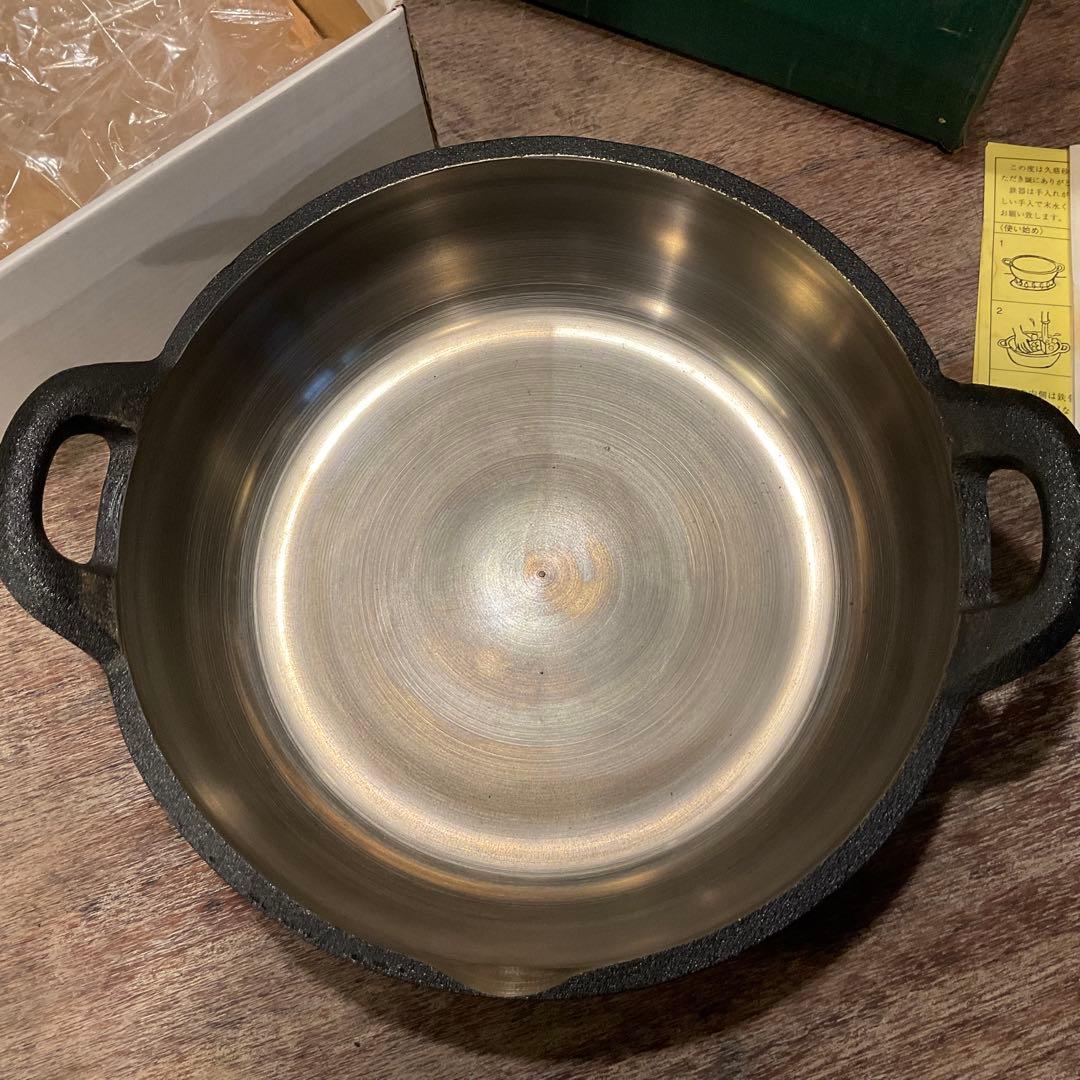 30cm！未使用品 希少 山王堂 謹製 天ぷら鍋 久慈砂鉄 天麩羅鍋 両手鍋