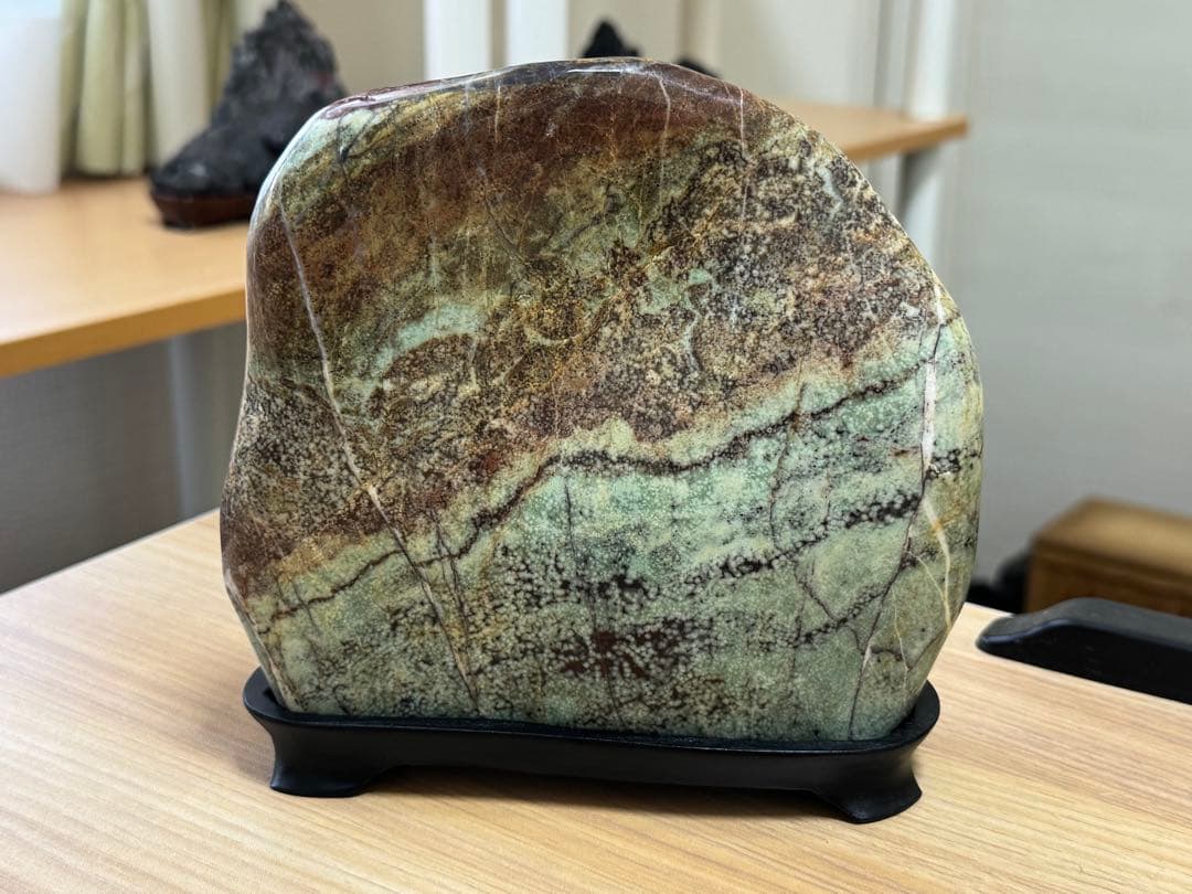 孔雀石 五色石 鑑賞石 天然石 水石 盆石 色石 デスク インテリア 置物