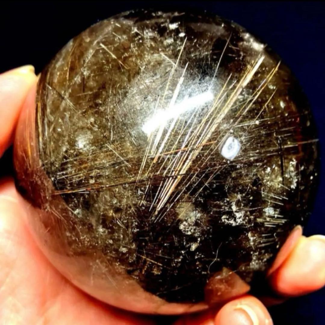 超大玉　67mm ゴールドスモーキールチルクォーツ　金針水晶　パワーストーン