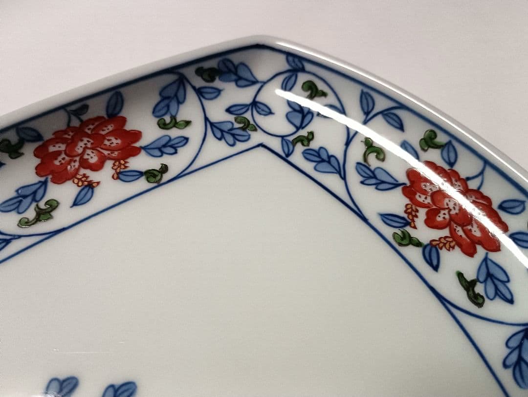 ② 源右衛門窯 染錦 牡丹唐草 長皿 平皿 2客組