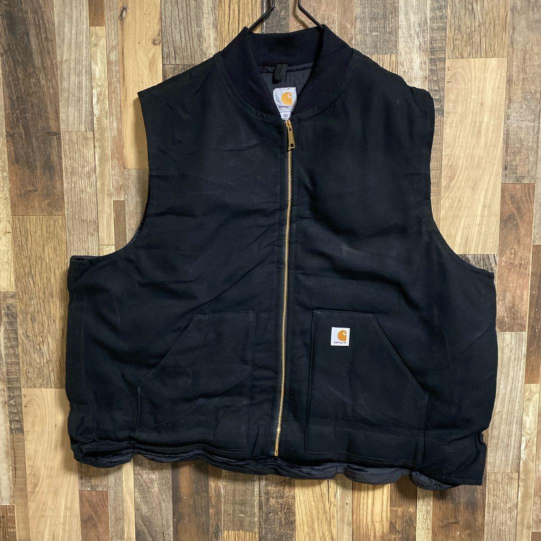 カーハート ダック キルティング ベスト ロゴ 3XL USA古着 アウター