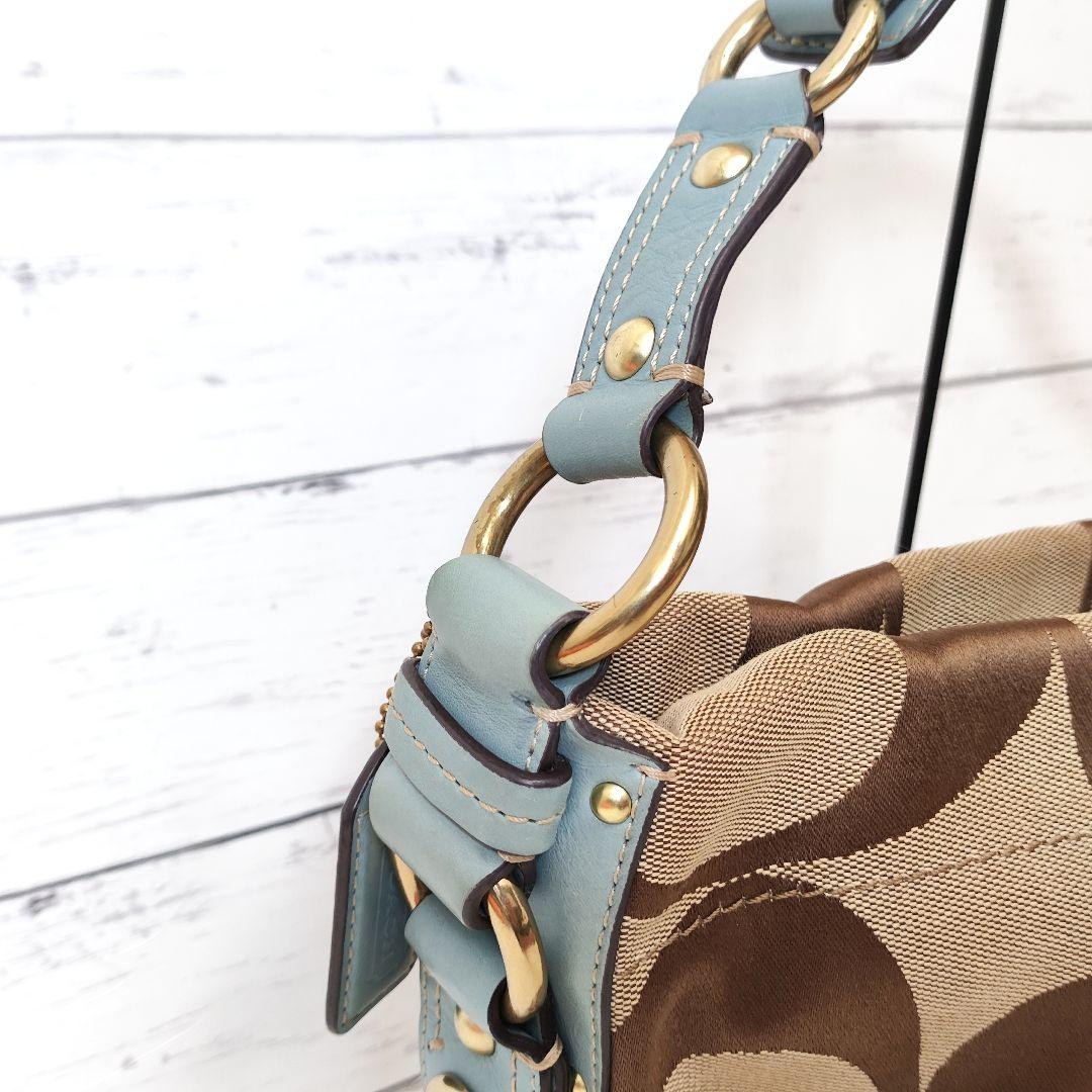 COACH シグネチャー ワンショルダーバッグ 水色 ターンロック y2k