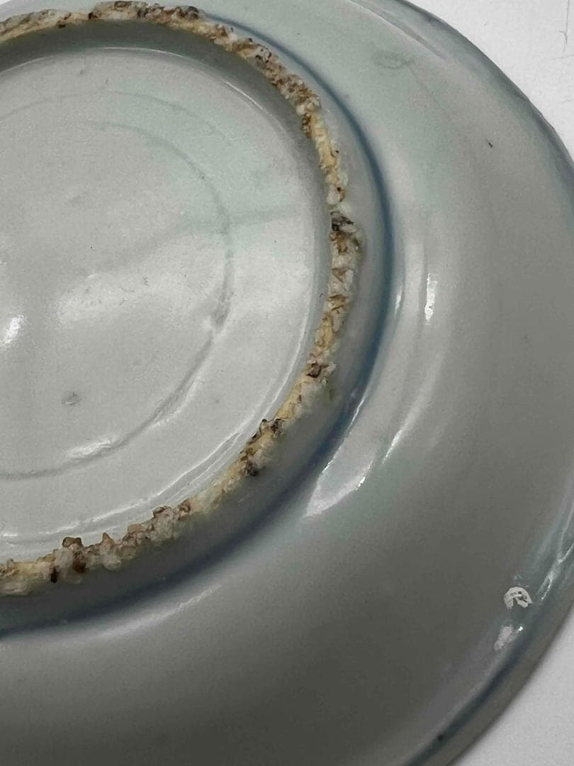 明時代　染付 青花蟹文盤一対　【希少貴重】【旧家蔵出し】　古染付皿(B-48)