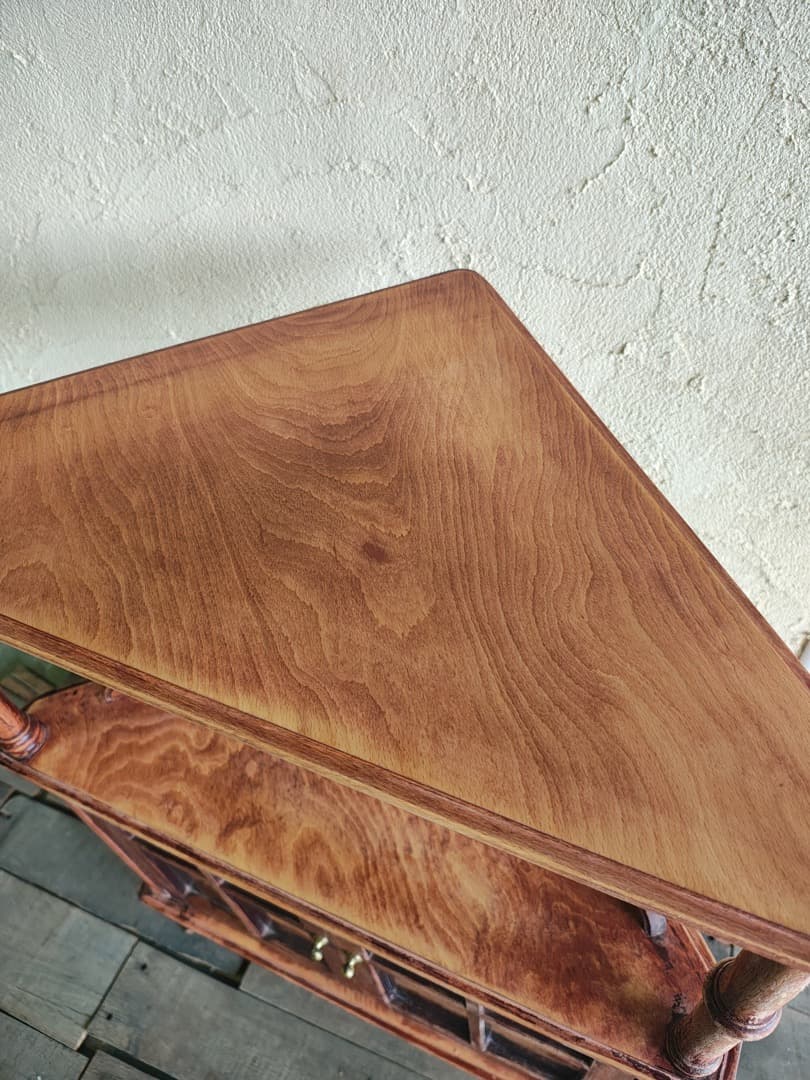 木製ブラウンキャビネット コーナーキャビネット　ビンテージ M0186