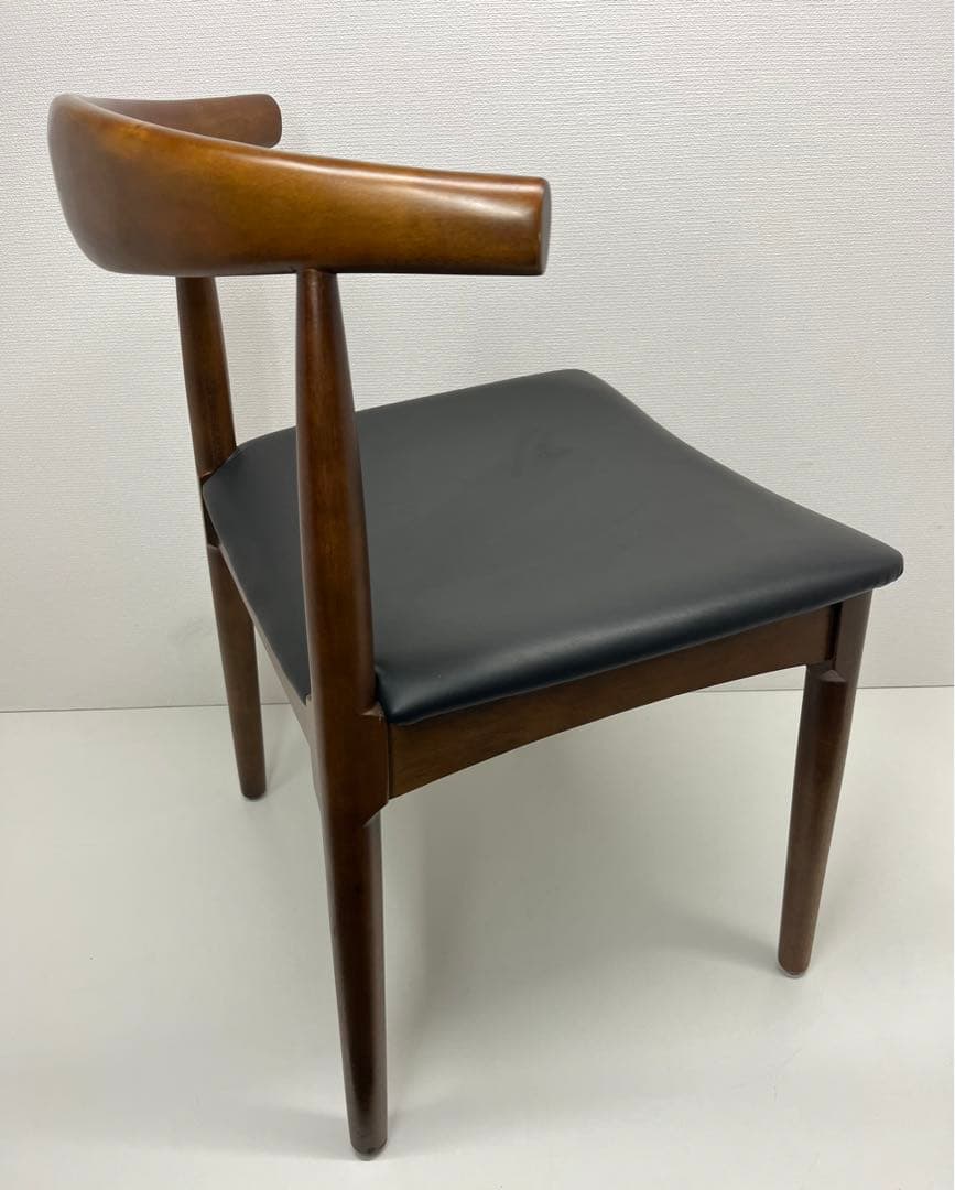 デザイナーズチェア 木製 ダイニングチェア ウッドチェア PU座面 ブラウン