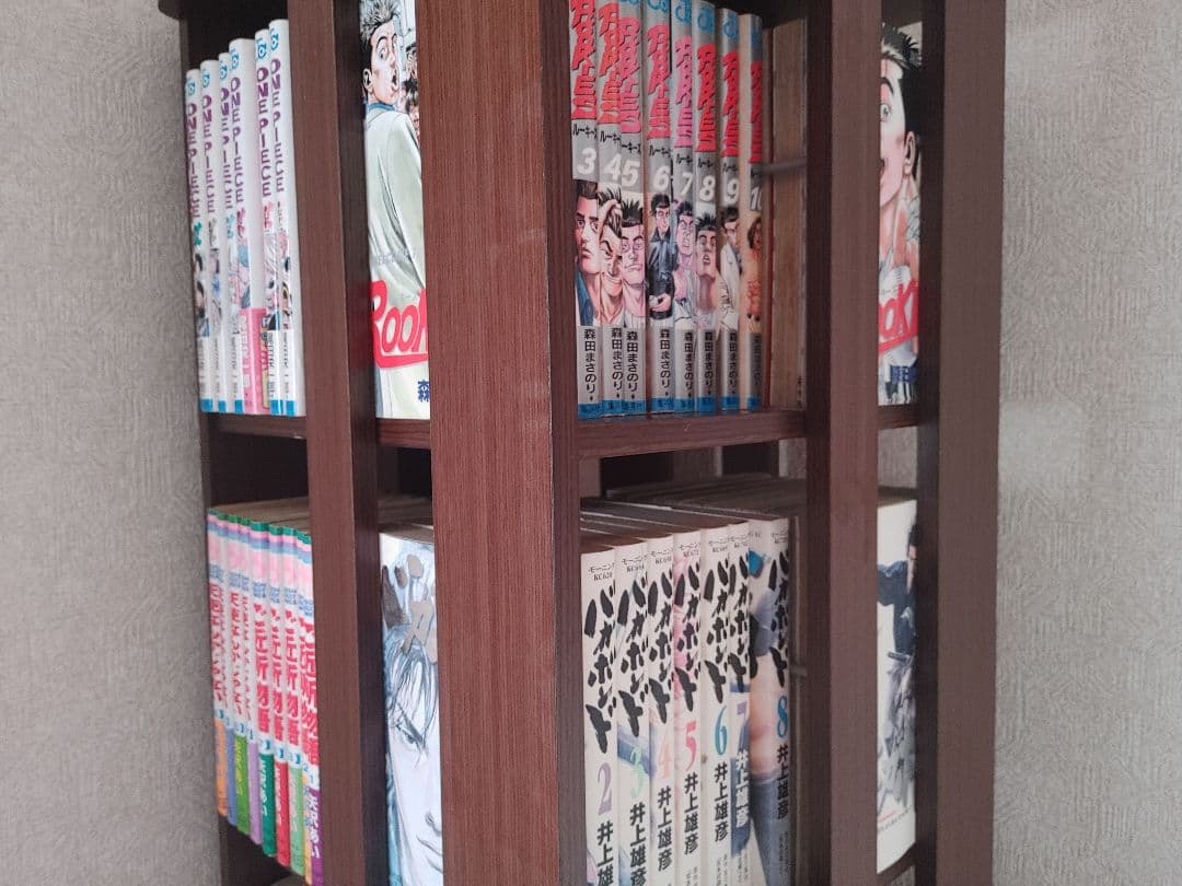 ダークブラウン 回転式本棚 ７段