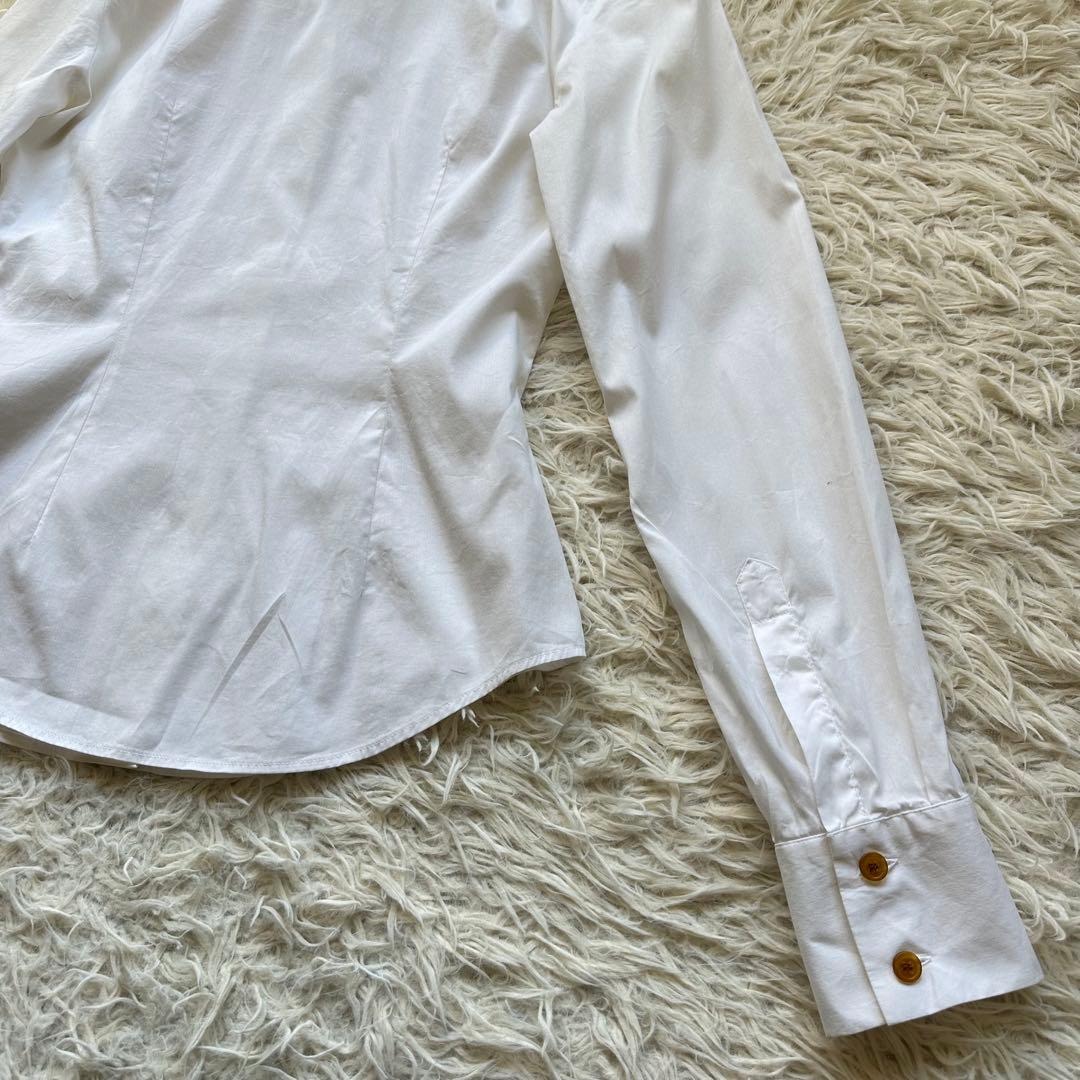 ヴィヴィアンウェストウッド　ボタンダウン　ハイネックシャツ　ストレッチ　白　刺繍