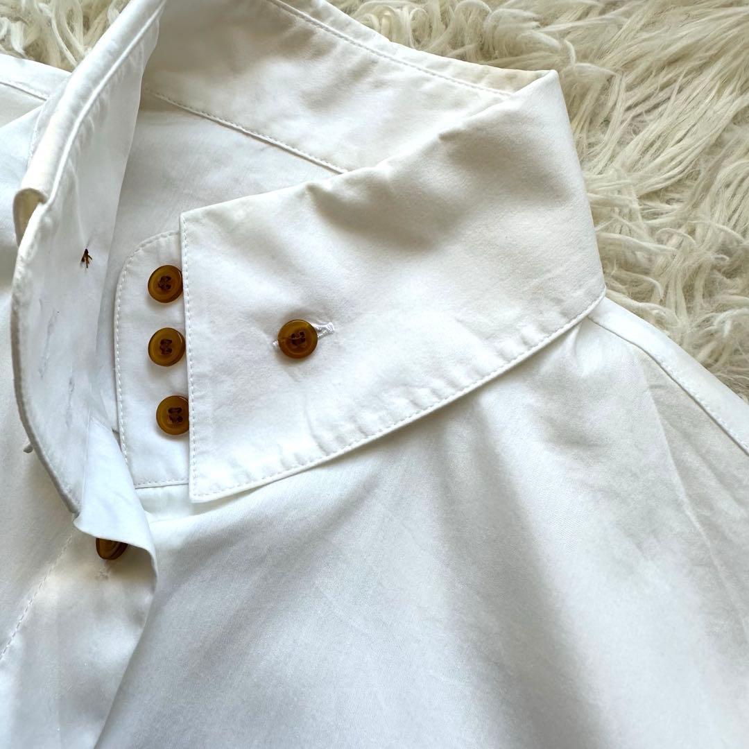 ヴィヴィアンウェストウッド　ボタンダウン　ハイネックシャツ　ストレッチ　白　刺繍