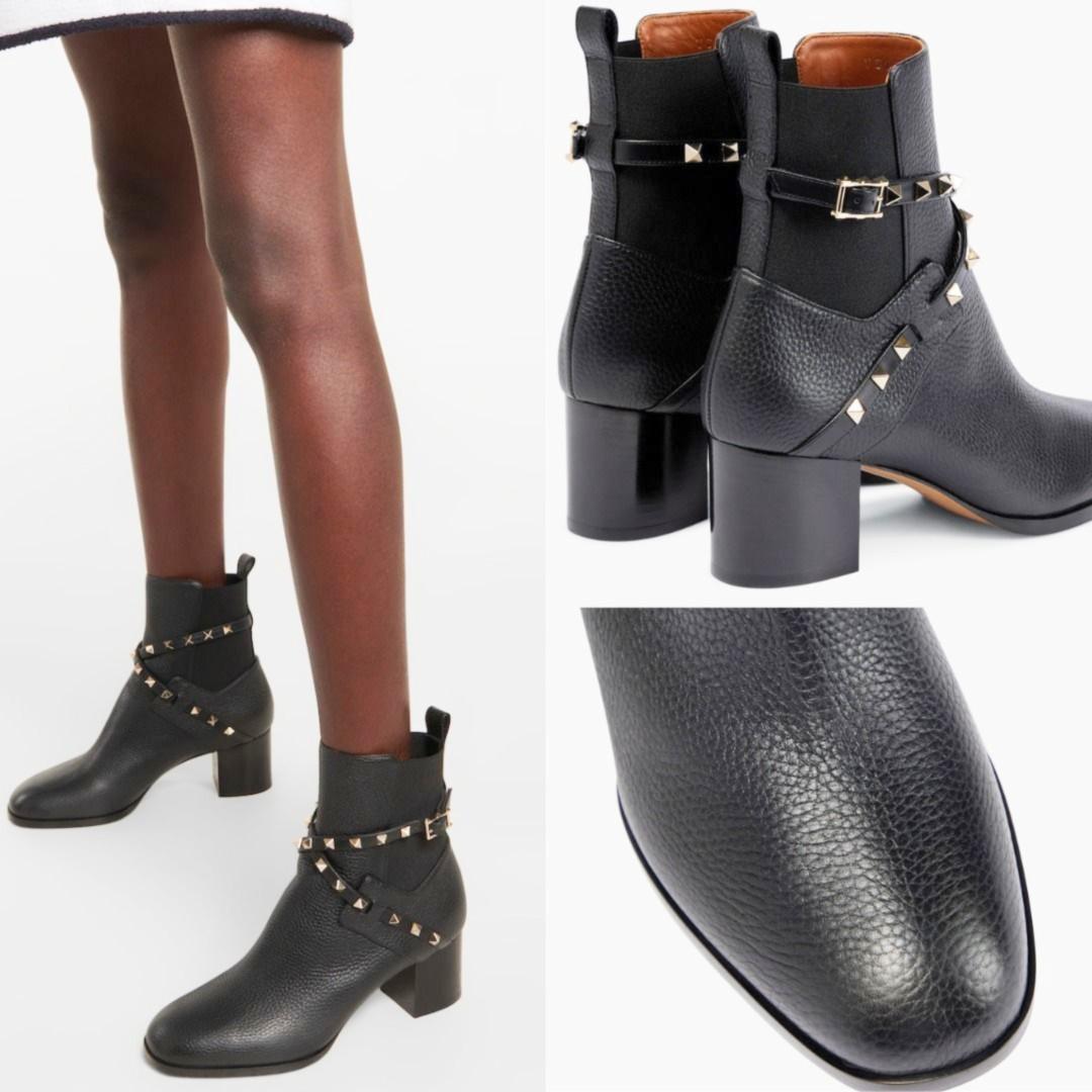 新品【ヴァレンチノガラバーニ】ロックスタッズ アンクルブーツ 黒 38.5