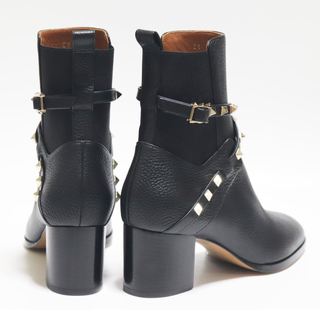 新品【ヴァレンチノガラバーニ】ロックスタッズ アンクルブーツ 黒 38.5