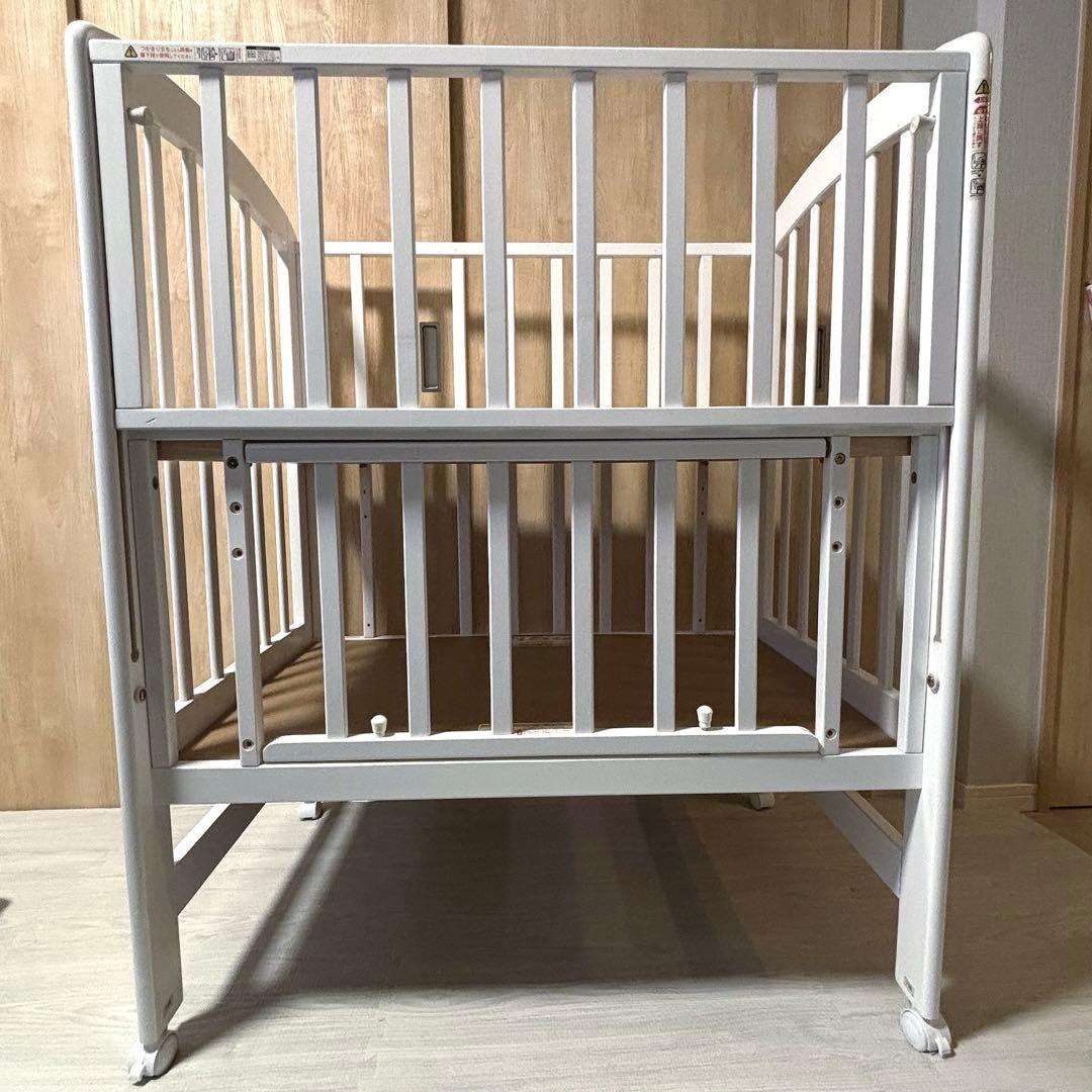 木製ミニベビーベッド ホワイト ハイタイプ