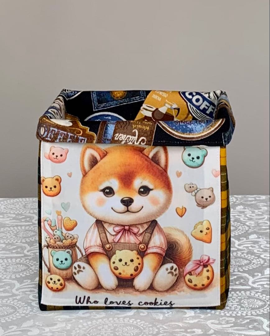 豆柴助　ティーカップに入った可愛い仔犬と紫陽花　トートバッグ　小物入れ