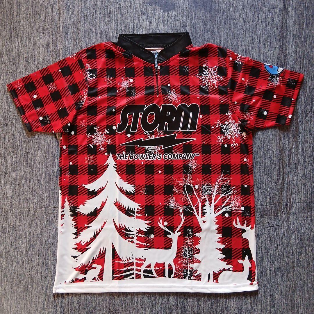 ✨新品✨ボウリングウェア　サイズXL　ストーム　レッド　トナカイ　雪　チェック