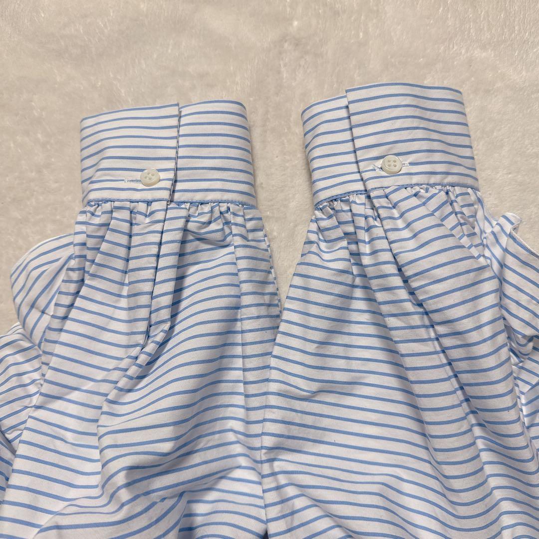 ANAYI アナイ コットン袖レースフリルブラウス ブルー 青 ホワイト 白