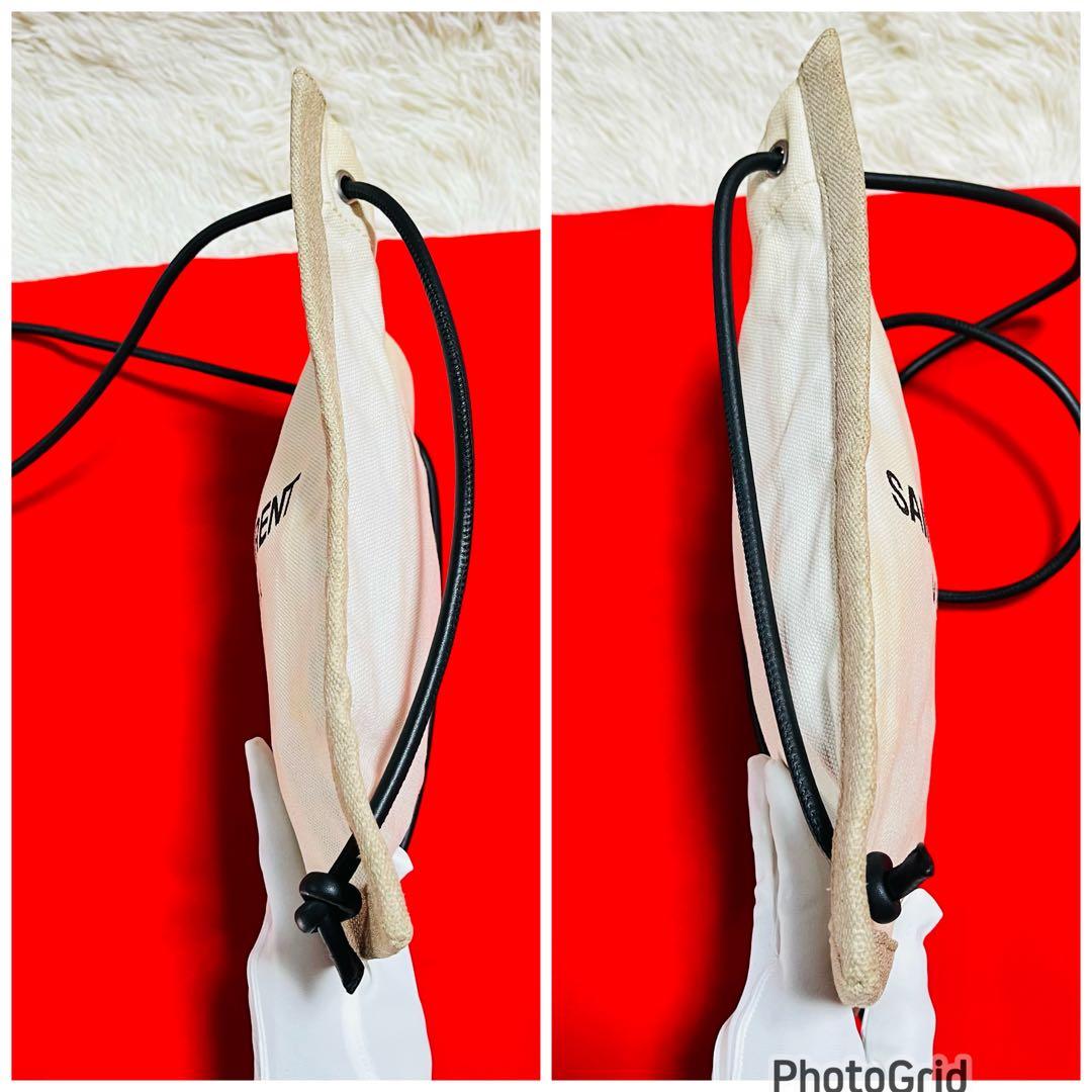 SAINT LAURENT フラットバックパック レザー キャンバス