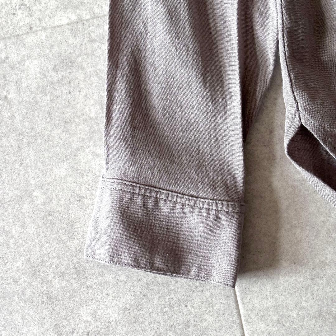 極美品✨️エヴァムエヴァ リネン スタンドーカラーシャツ フリー グレージュ