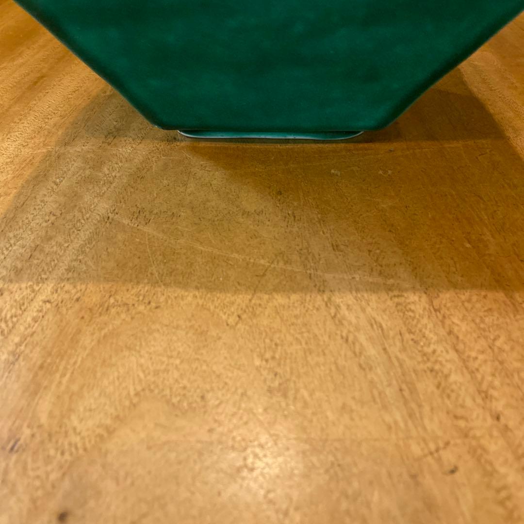 福泉窯昭和期枇杷絵付緑釉四角深鉢