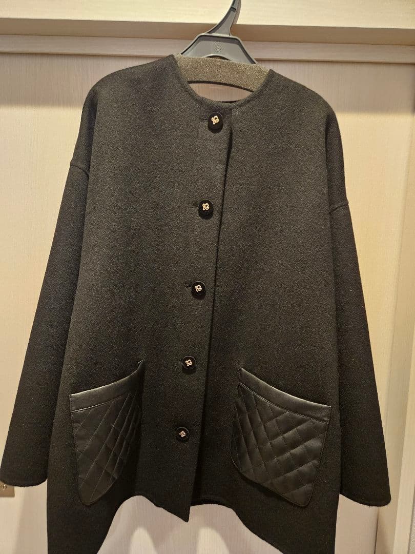 トレフルプラスワン　ダブルフェイスウールコート　ブラック