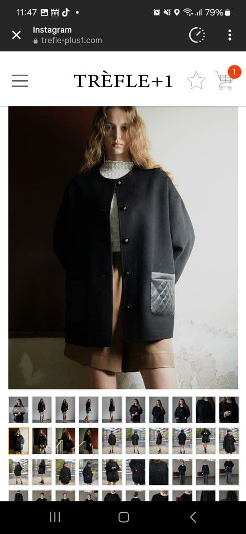 トレフルプラスワン　ダブルフェイスウールコート　ブラック