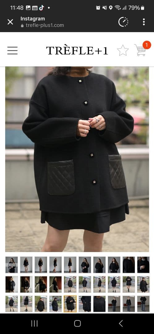 トレフルプラスワン　ダブルフェイスウールコート　ブラック