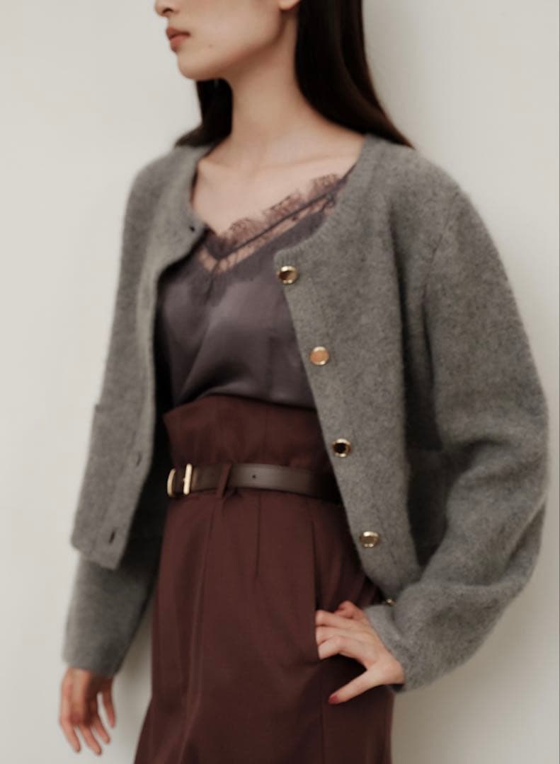 fray id フォックスウールニットジャケット