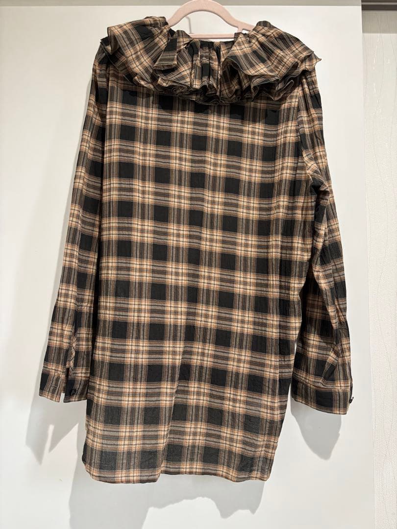 【美品】Whim Gazette フリルチェックブラウス