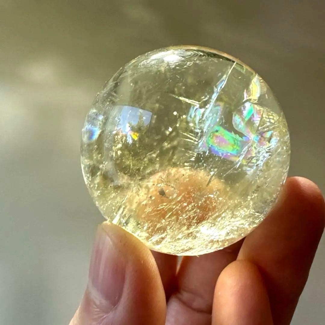 シトリン　虹　スフィア　4.0㎝　レインボーシトリン　Citrine