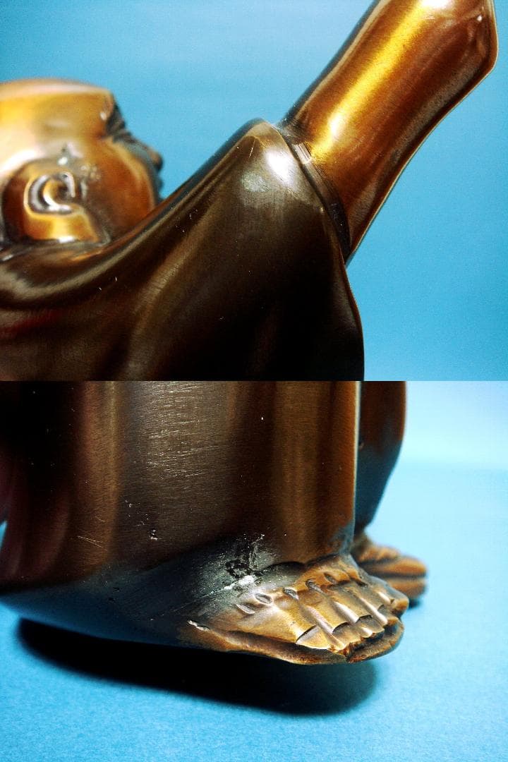 194『唐銅 指月 布袋像』　　/骨董品 古美術 古玩 アンティーク