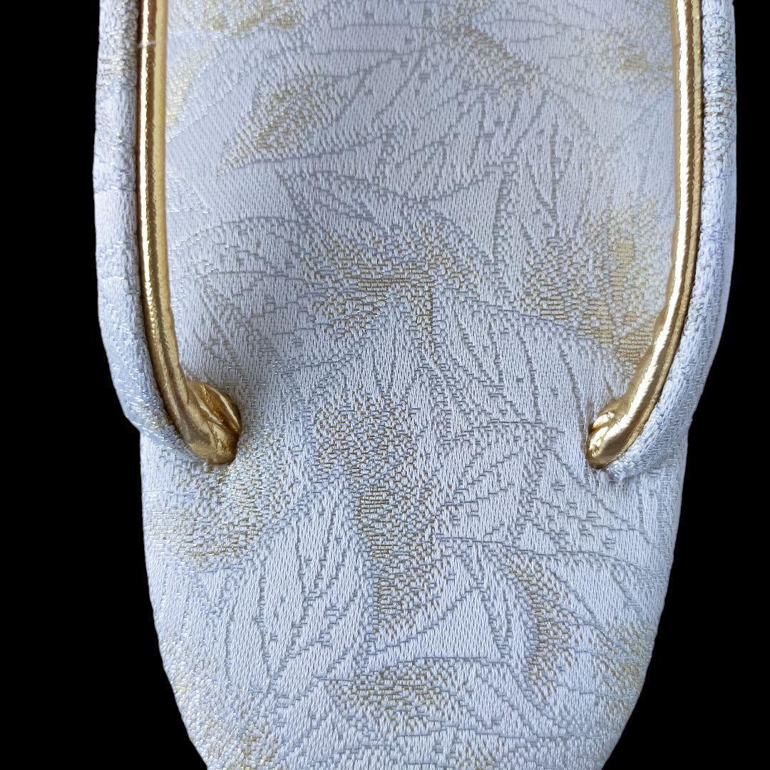 草履 バック セット ゴールド 金 白 ホワイト シルバー 葉 銀 050705