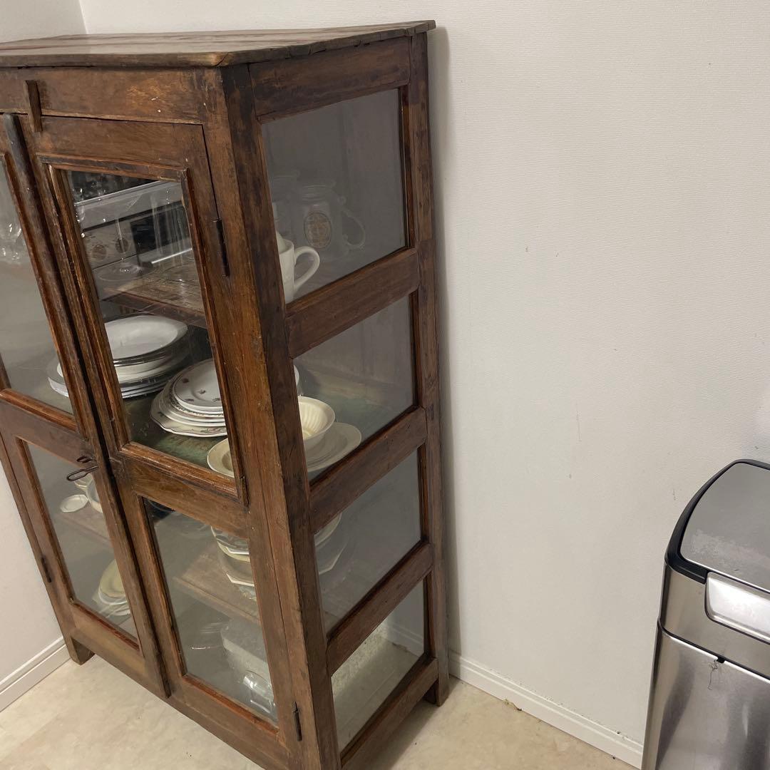 アンティーク　食器棚　本棚　シェルフ　キャビネット