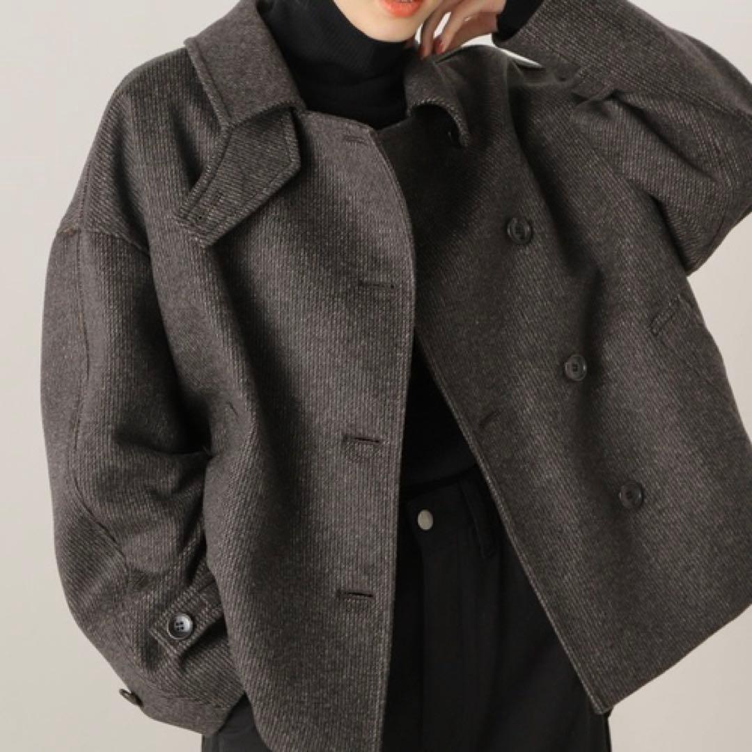 未使用級✨ FRAMeWORK ピンチェックバルカラーショートコート ブラウン