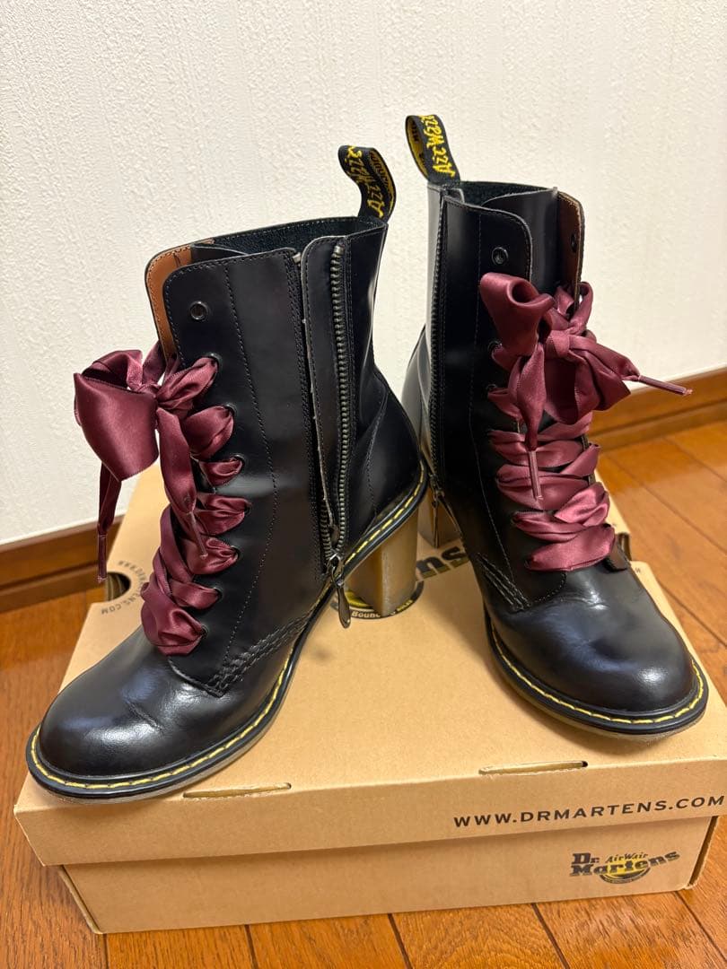 ドクターマーチン　サイドジップ　ブラック　UK4 23cm リボン　sadie