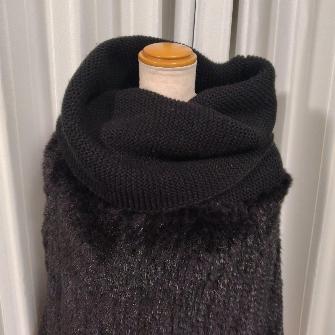 新品同様✩ミンク✩ポンチョ✩ブラック✩伸縮しますよ